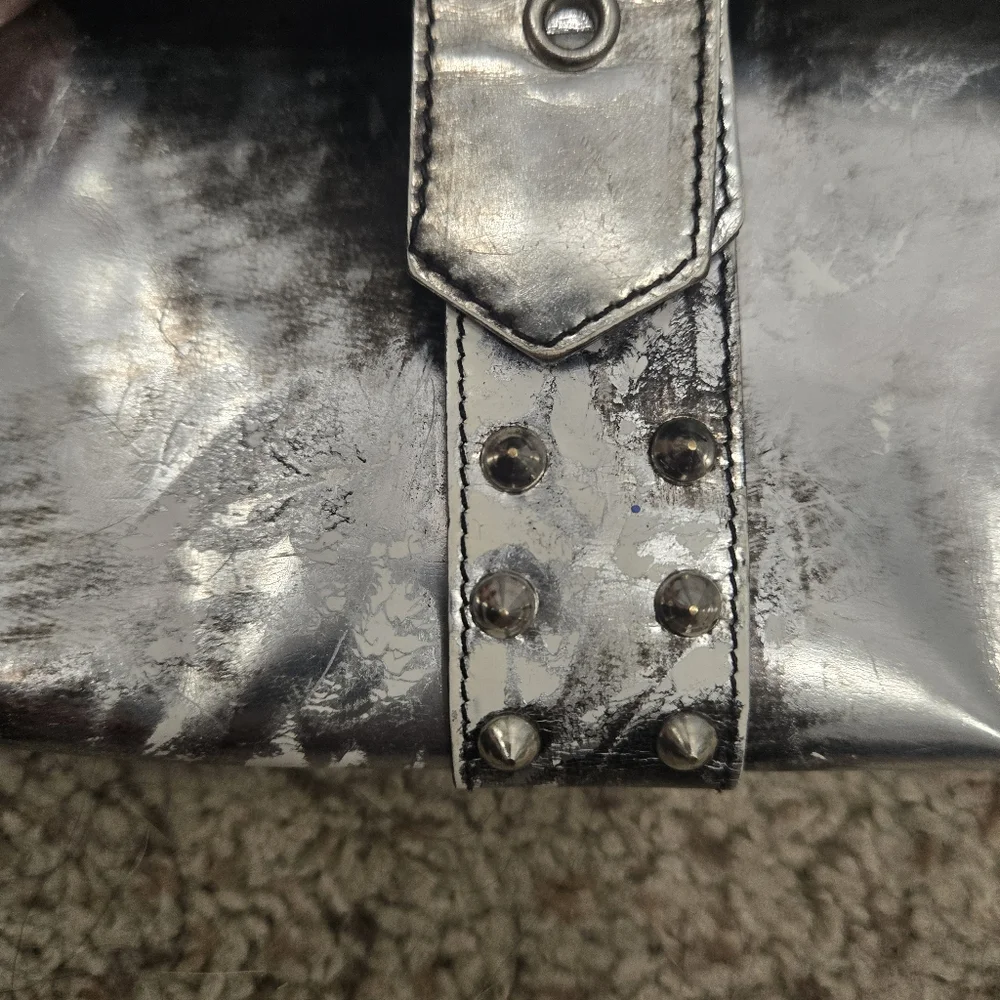 Le Silla Silver Distressed Studded Women's Bag